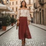 The Terra Cotta Crochet Midi Skirt