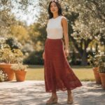 The Terra Cotta Crochet Midi Skirt - Image 4