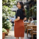 The Terracotta Architectural Pencil Skirt - Image 2