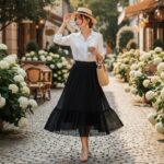 Midnight Cascades Pleated Midi Skirt - Image 3