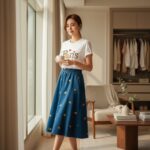 Whimsical Corduroy A-Line Skirt: A Blossoming Statement