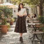 Whimsical Corduroy A-Line Skirt: A Blossoming Statement - Image 3