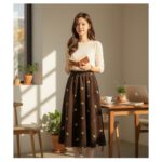 Whimsical Corduroy A-Line Skirt: A Blossoming Statement - Image 4