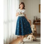 Whimsical Corduroy A-Line Skirt: A Blossoming Statement - Image 5